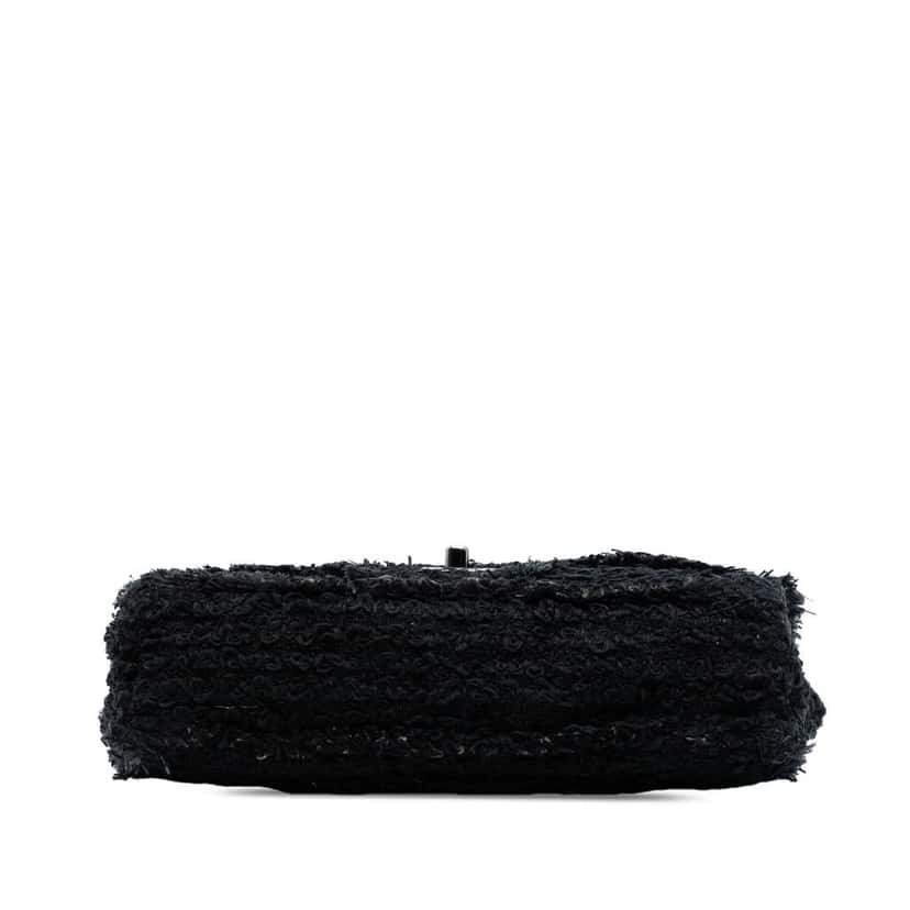 Chanel Medium Classic Tweed Single Flap Black Tweed Good condition - Inside View