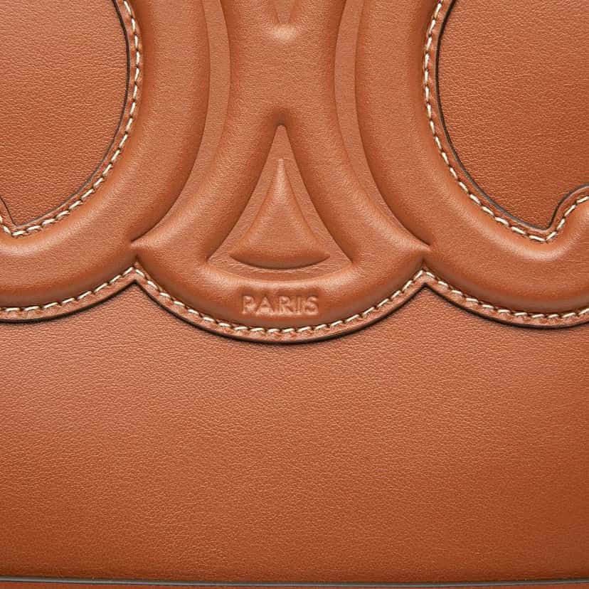 Celine Small Calfskin Cuir Triomphe Bucket Bag Brown Leather Good condition - Box View