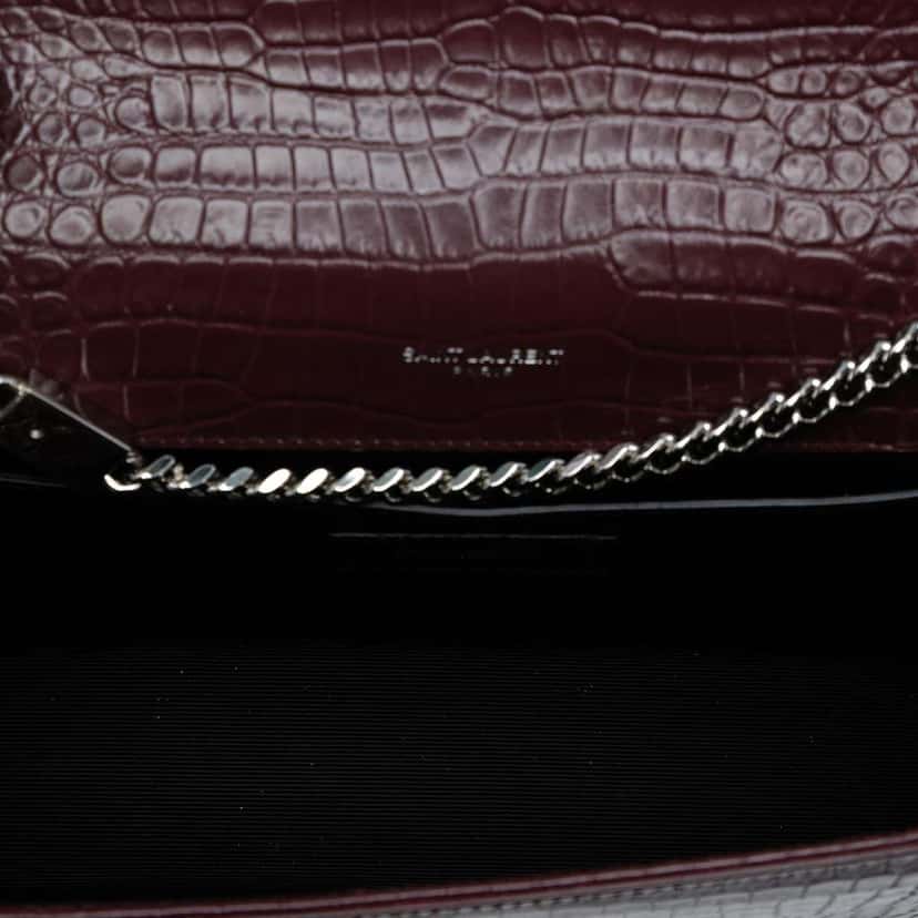 Saint Laurent Medium Croc Embossed Leather Monogram Kate Tassel Crossbody Red Leather Good condition - Model View