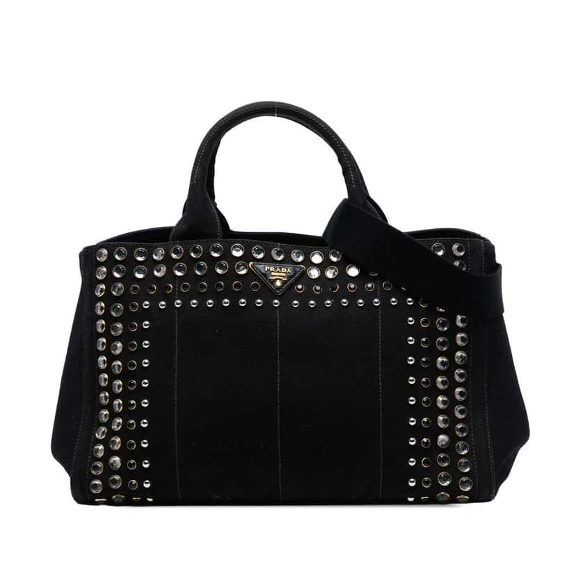 Prada Canvas Canapa Bijoux Satchel Black Canvas Good condition - Front View