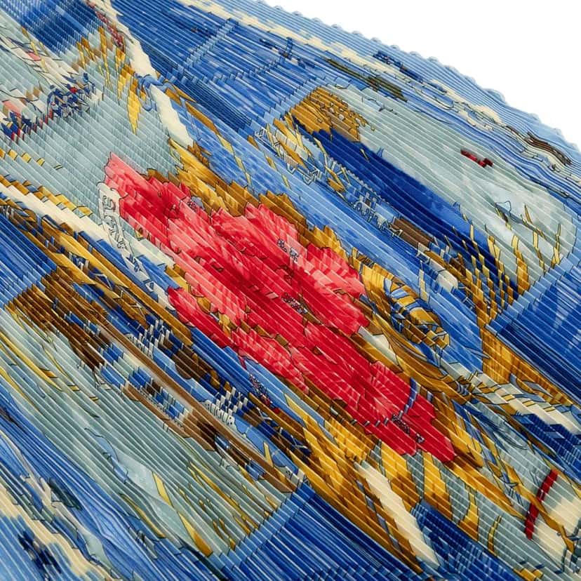 Hermès Varangues Pleated Silk Scarf Blue Silk Very good condition - Back View