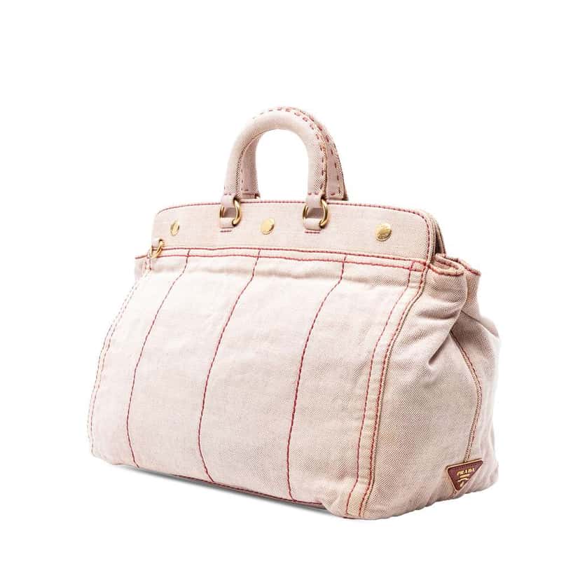 Prada Canvas Canapa Logo Satchel Brown Canvas Good condition - Back View