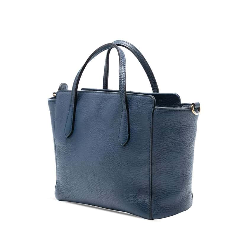 Gucci Mini Leather Swing Satchel Blue Leather Good condition - Back View