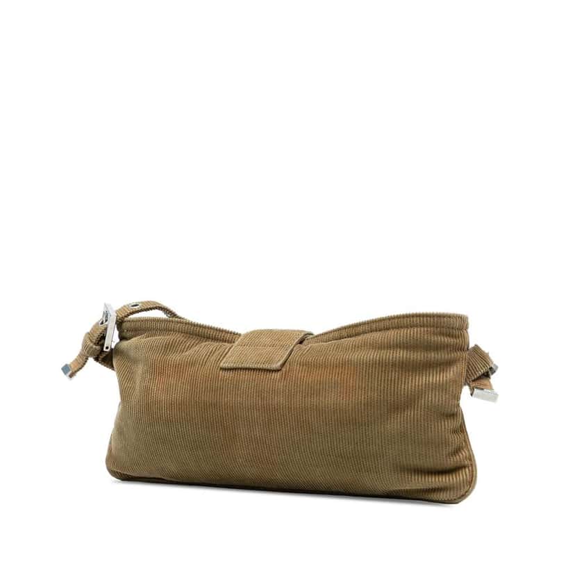 Fendi Corduroy Baguette Pochette Brown Velvet Good condition - Back View