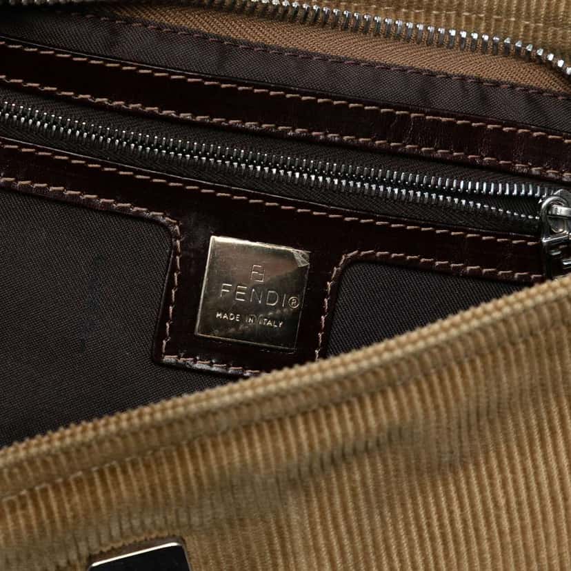 Fendi Corduroy Baguette Pochette Brown Velvet Good condition - Box View