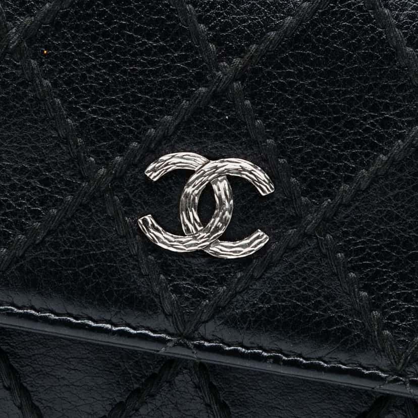 Chanel CC Lambskin Wild Stitch Wallet on Chain Black Leather Good condition - Box View