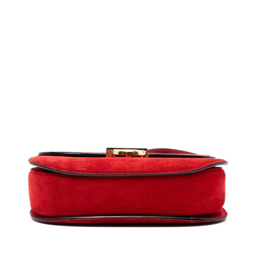 Celine Suede Horseshoe Satchel Red Leather Good condition - Inside View
