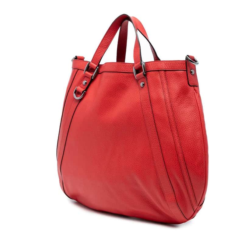 Gucci Leather Abbey D Ring Convertible Tote Red Leather Good condition - Back View