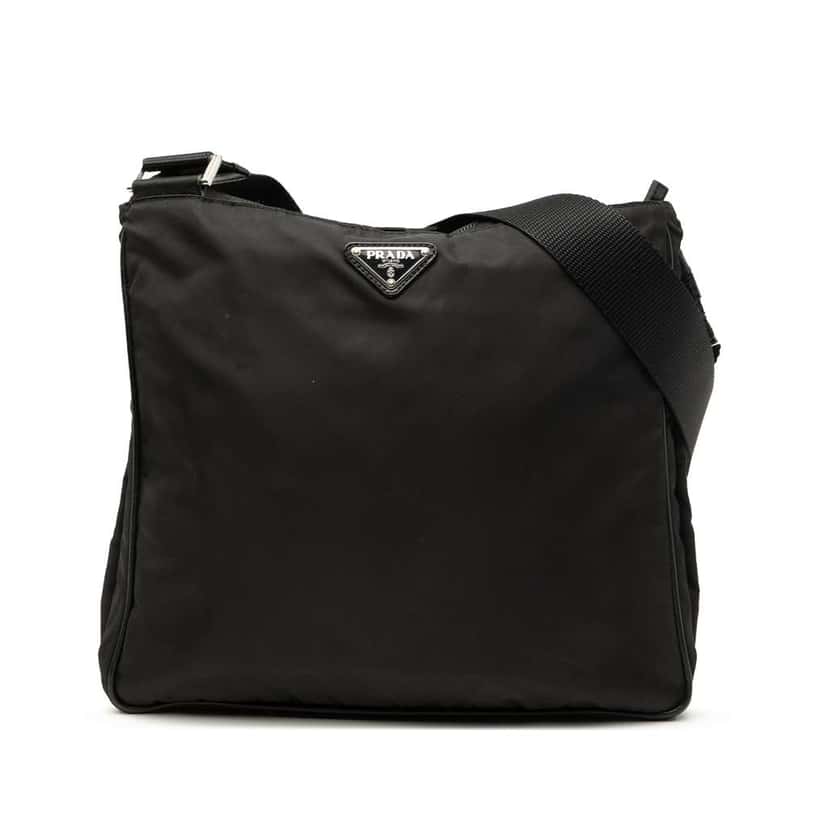 Prada Tessuto Zip Top Crossbody Black Good condition - Front View
