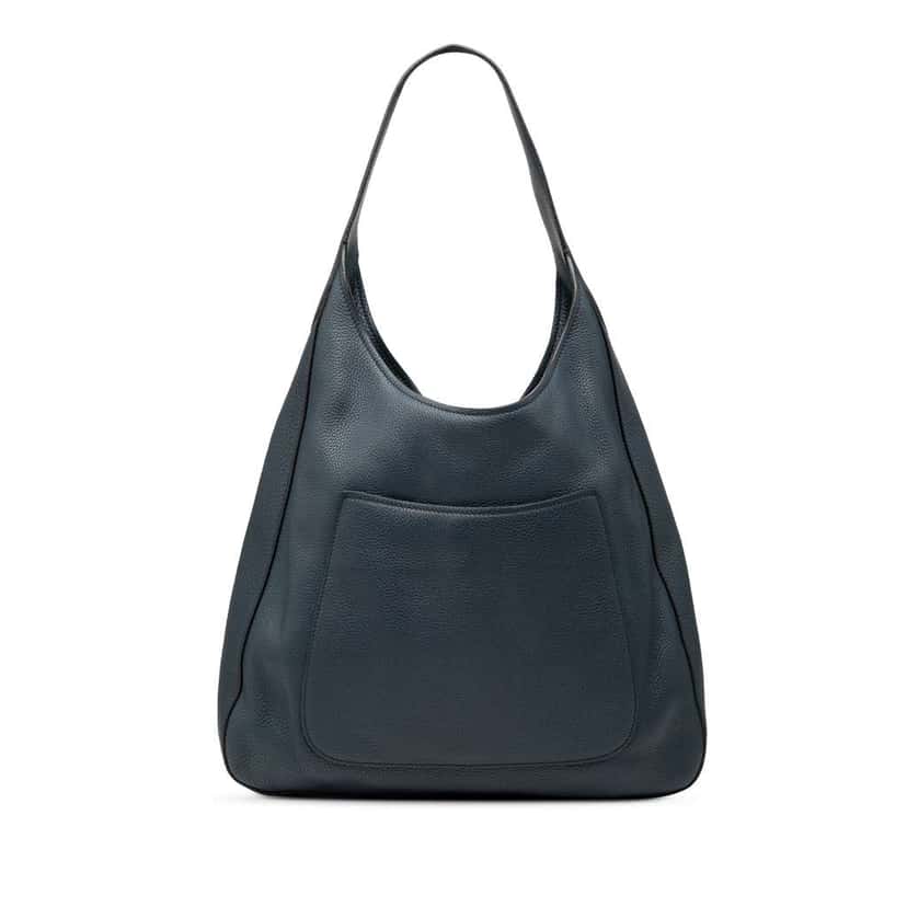 Prada Vitello Daino Pocket Hobo Blue Leather Good condition - Front View