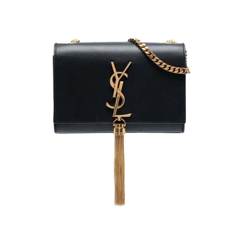 Saint Laurent Small Leather Monogram Kate Tassel Crossbody Black Leather Good condition - Front View
