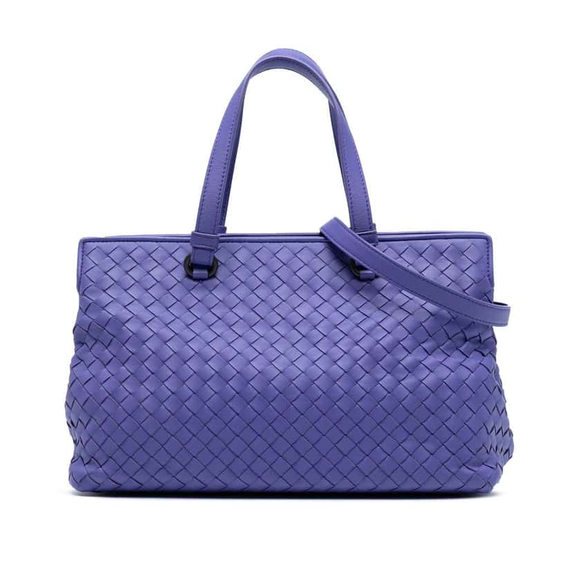 Bottega Veneta Nappa Intrecciato Satchel Purple Leather Good condition - Front View