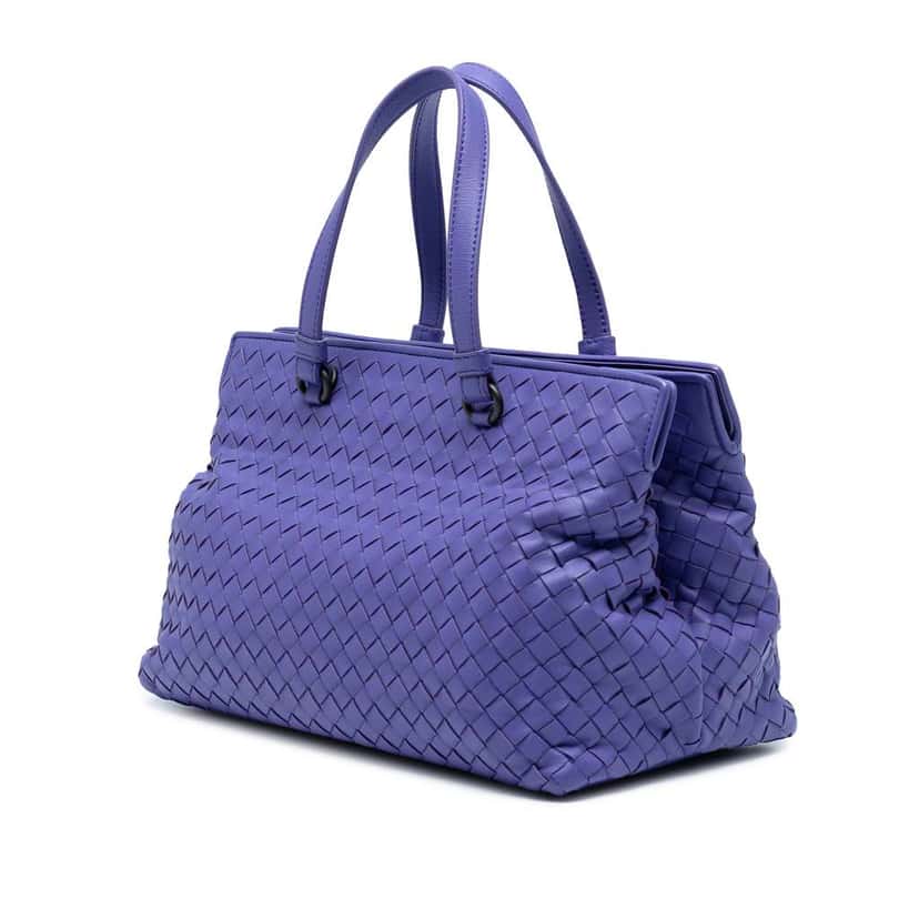 Bottega Veneta Nappa Intrecciato Satchel Purple Leather Good condition - Back View
