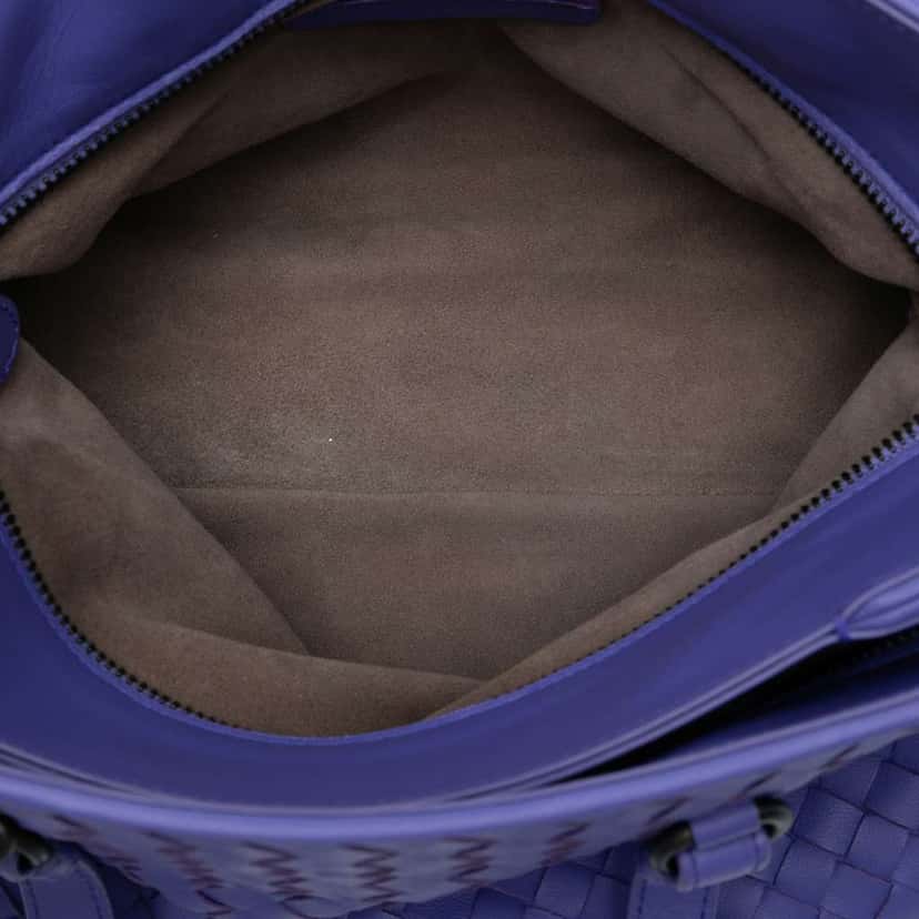 Bottega Veneta Nappa Intrecciato Satchel Purple Leather Good condition - Model View