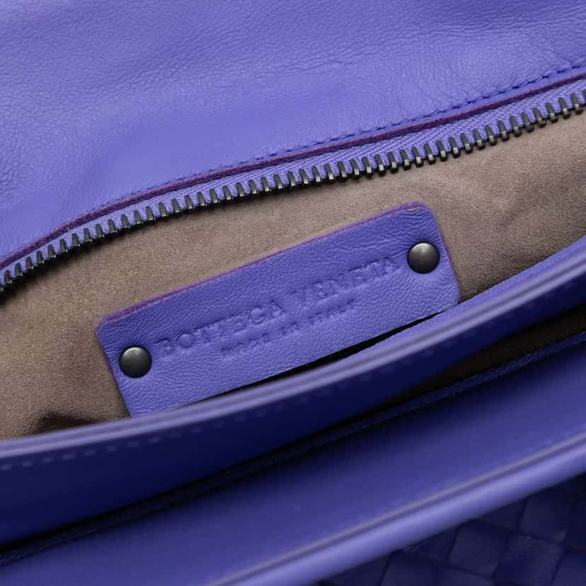 Bottega Veneta Nappa Intrecciato Satchel Purple Leather Good condition - Box View