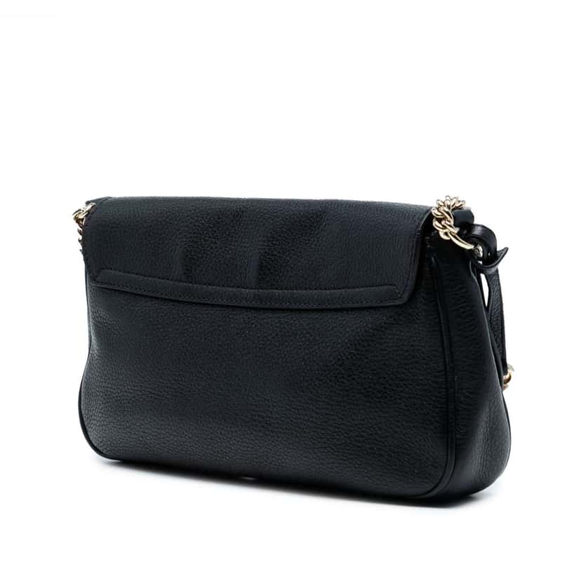 Gucci Medium Leather Soho Chain Flap Crossbody Black Leather Good condition - Back View