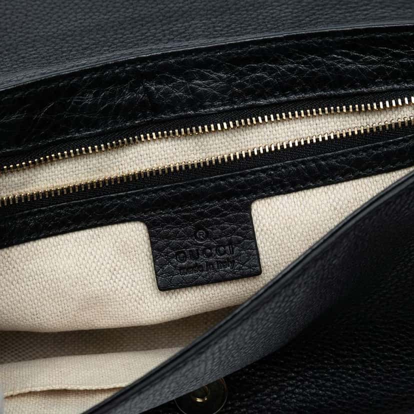 Gucci Medium Leather Soho Chain Flap Crossbody Black Leather Good condition - Box View