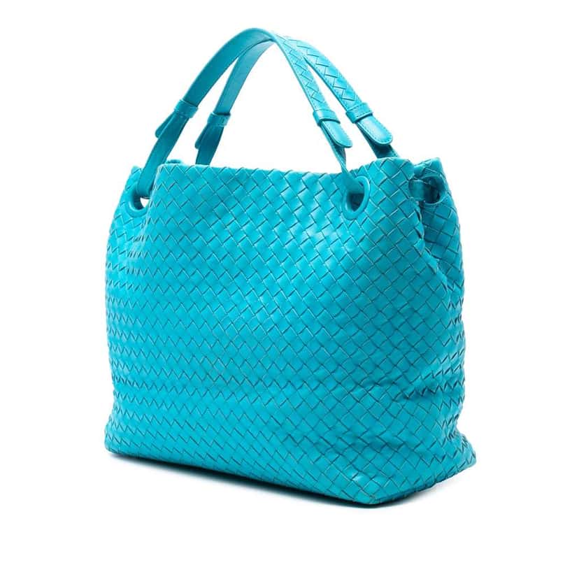 Bottega Veneta Medium Nappa Intrecciato Garda Tote Blue Leather Very good condition - Back View