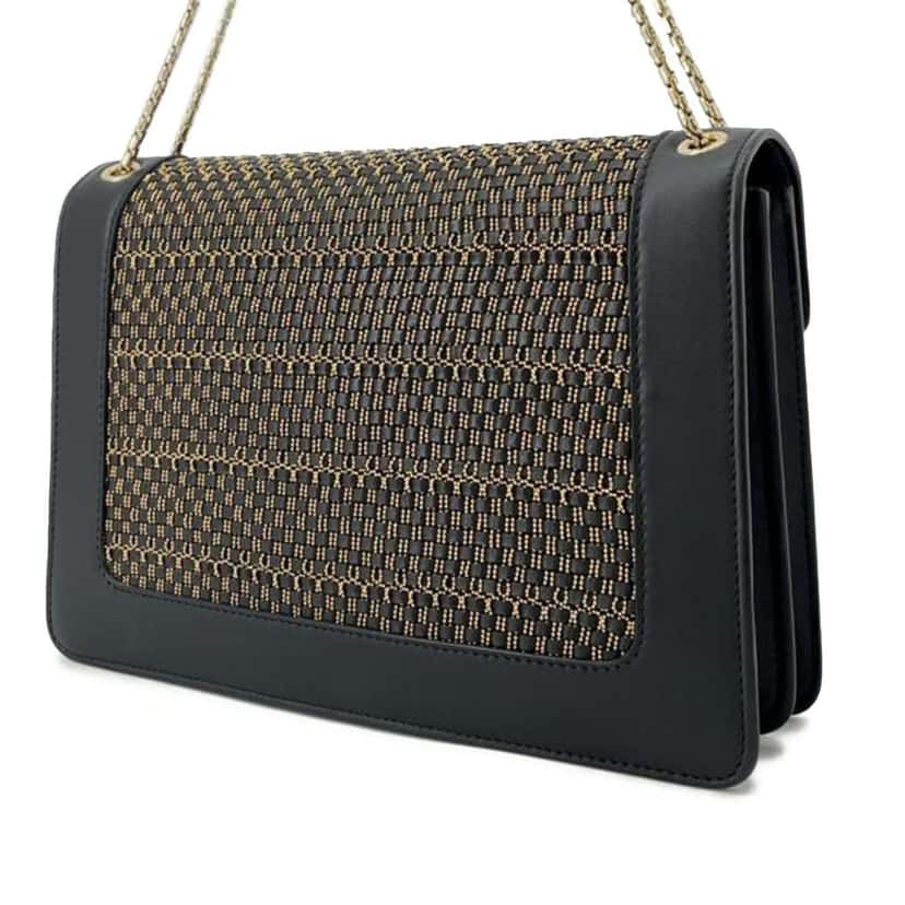 Bvlgari Medium Woven Calfskin Serpenti Forever Shoulder Bag Black Leather Good condition - Back View