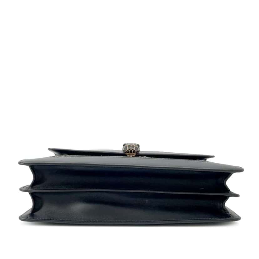 Bvlgari Medium Woven Calfskin Serpenti Forever Shoulder Bag Black Leather Good condition - Inside View