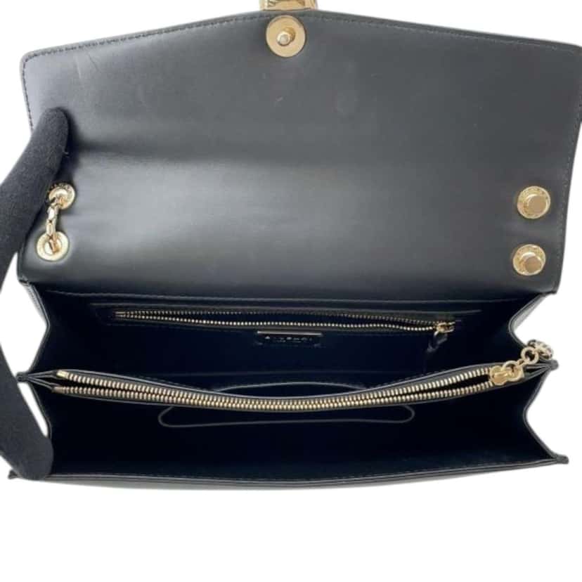 Bvlgari Medium Woven Calfskin Serpenti Forever Shoulder Bag Black Leather Good condition - Model View