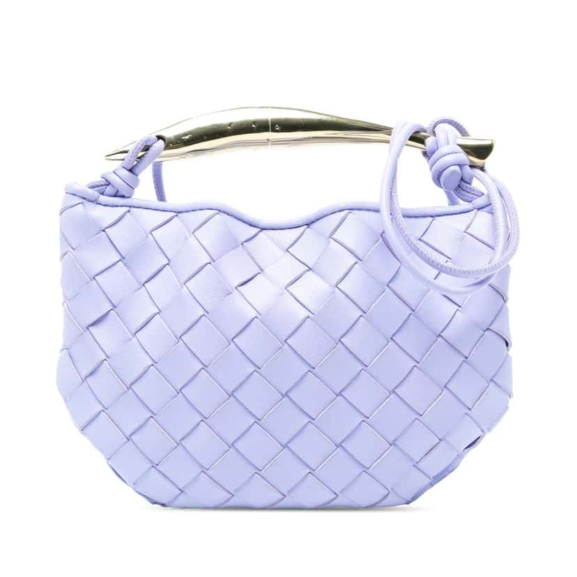 Bottega Veneta Baby Lambskin Intrecciato Sardine Bag Purple Leather Good condition - Front View