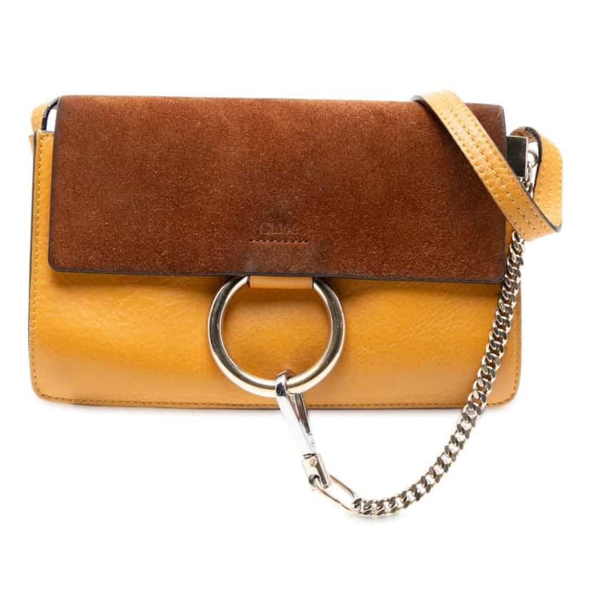 Chloé Small Suede and Calfskin Faye Crossbody Yellow Leather Good condition - Front View