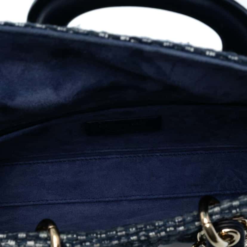 Dior Medium Tweed Cannage Lady D Joy Blue Tweed Good condition - Model View