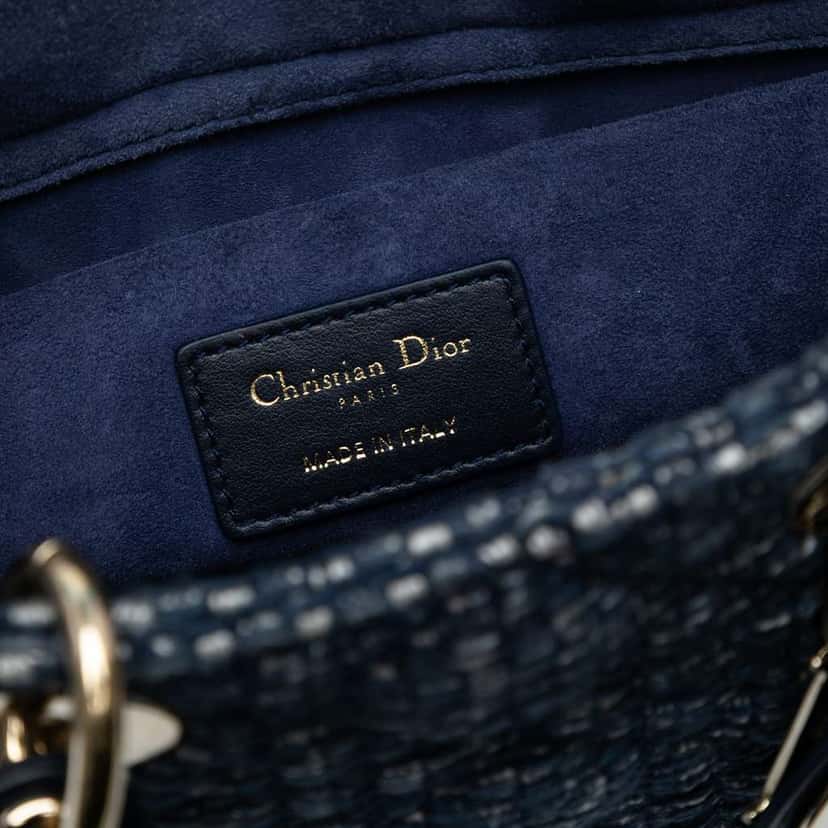 Dior Medium Tweed Cannage Lady D Joy Blue Tweed Good condition - Box View