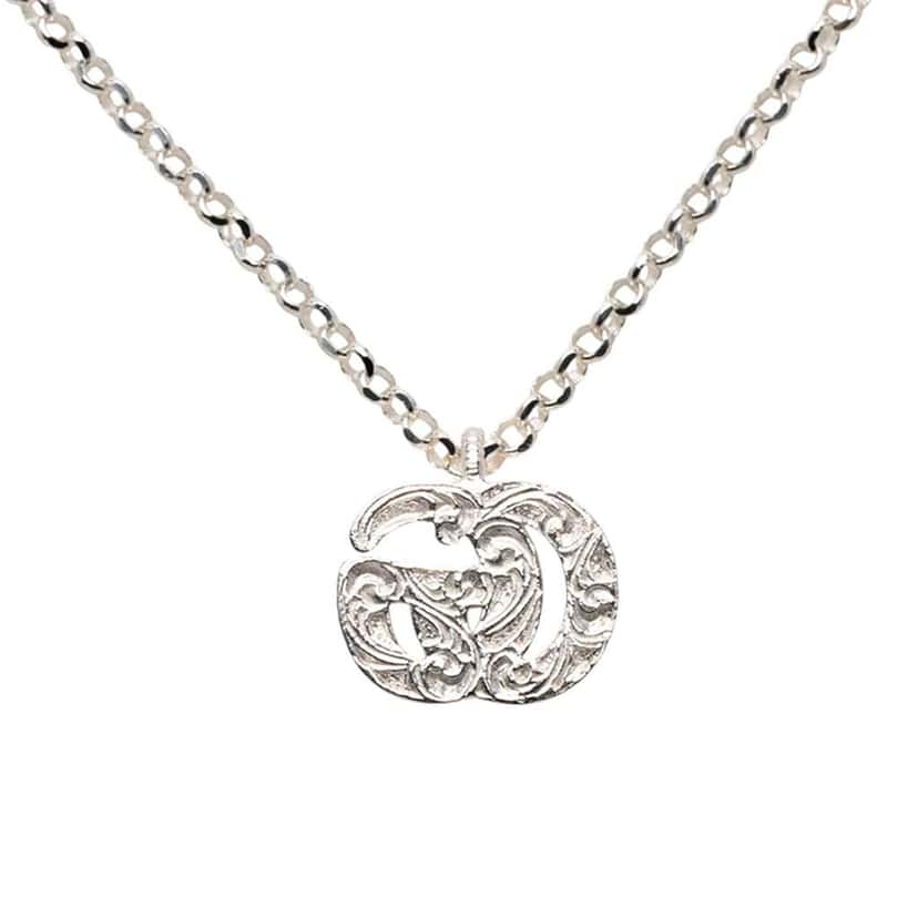 Gucci Sterling Silver GG Marmont Pendant Necklace Silver Silver Good condition - Back View