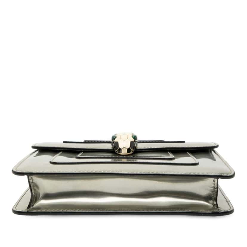 Bvlgari Small Patent Serpenti Forever Crossbody Silver Leather Good condition - Inside View