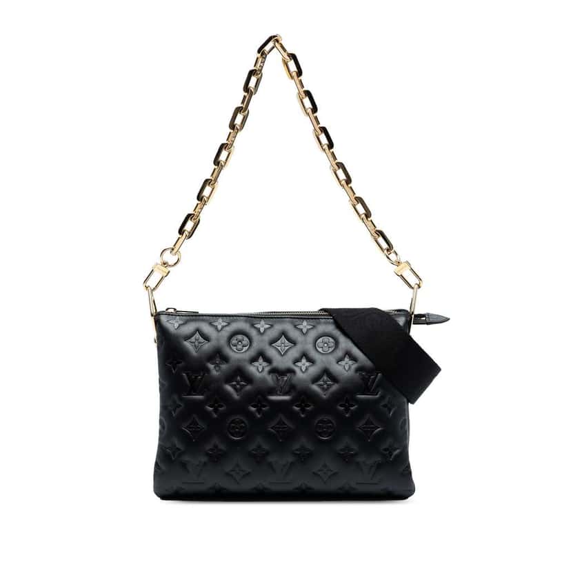 Louis Vuitton Monogram Embossed Puffy Lambskin Coussin PM Black Leather Good condition - Front View