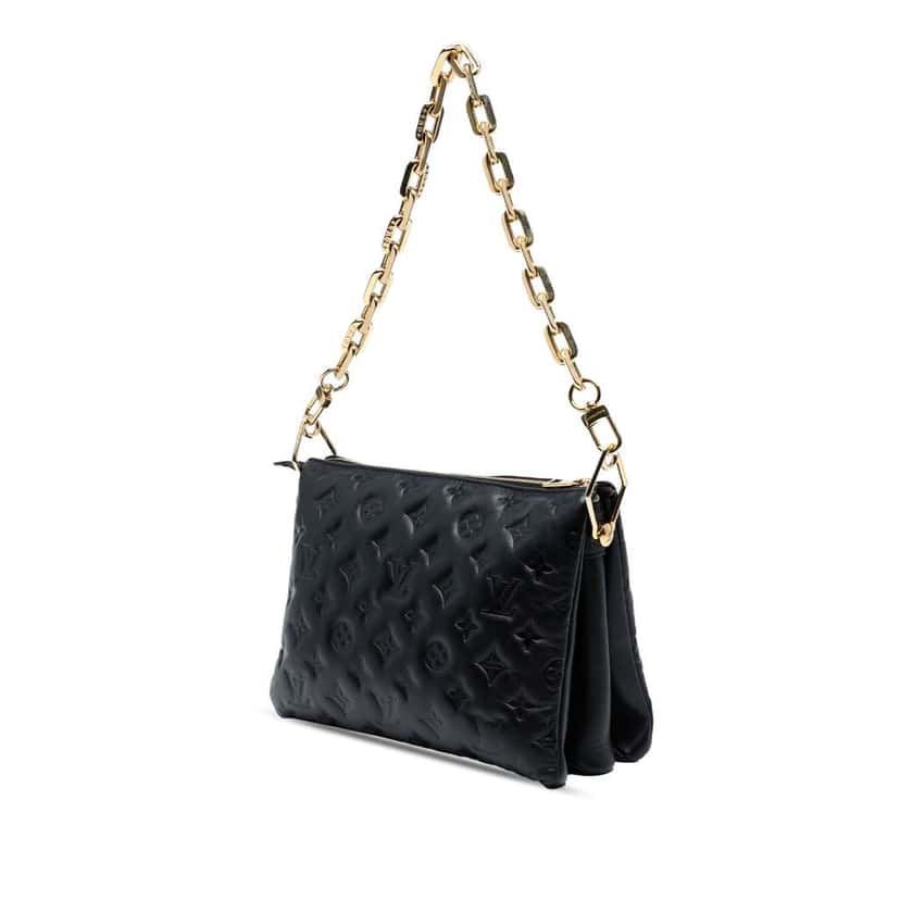Louis Vuitton Monogram Embossed Puffy Lambskin Coussin PM Black Leather Good condition - Back View