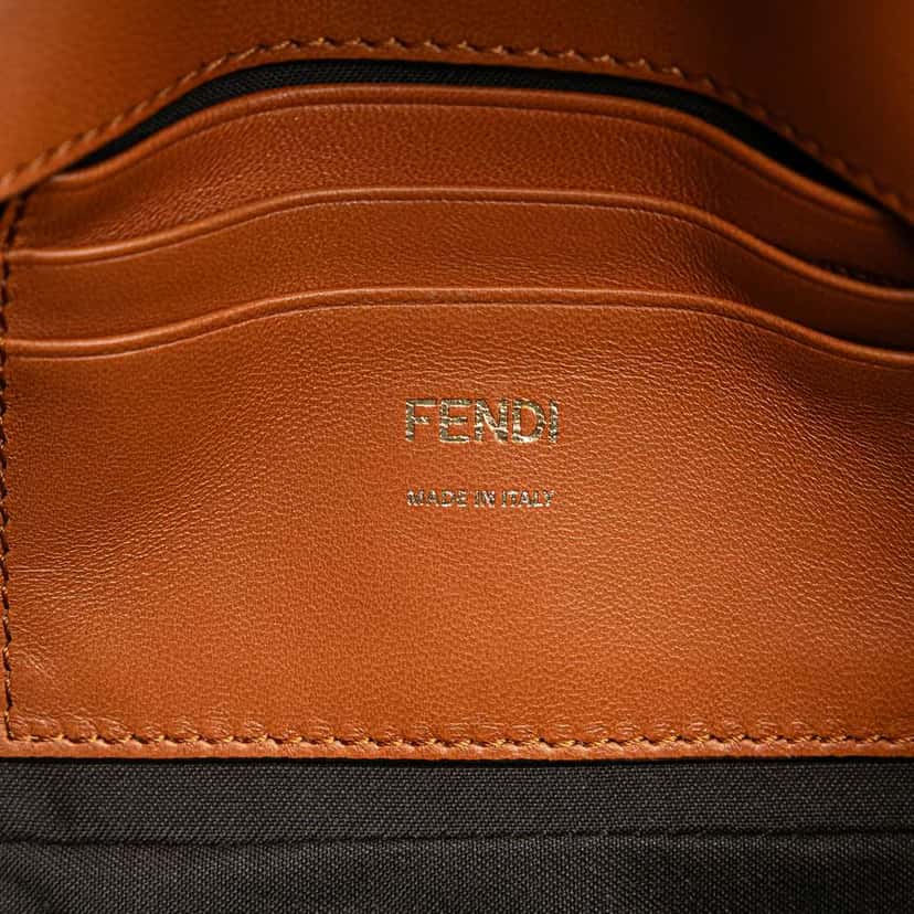Fendi Mini Bicolor Nappa Apolo Chain Baguette Shoulder Bag Brown Leather Very good condition - Box View