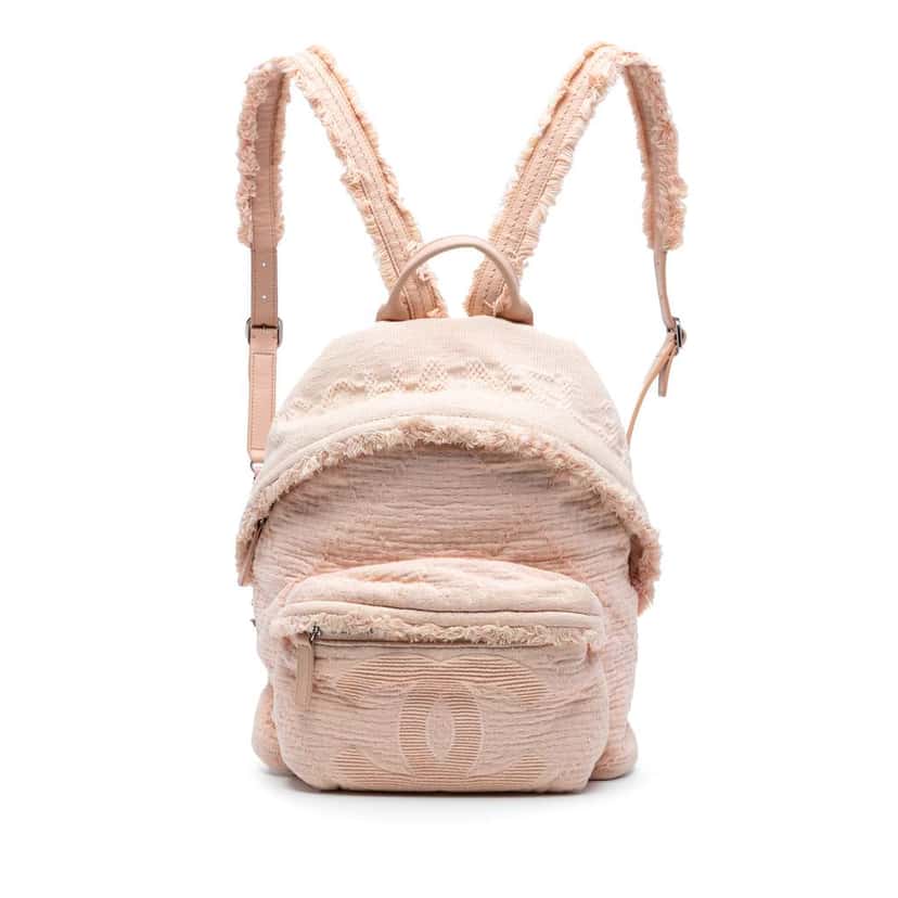 Chanel Quilted Canvas Front Pocket Fringe Backpack Pink Canvas Good condition - Front View
