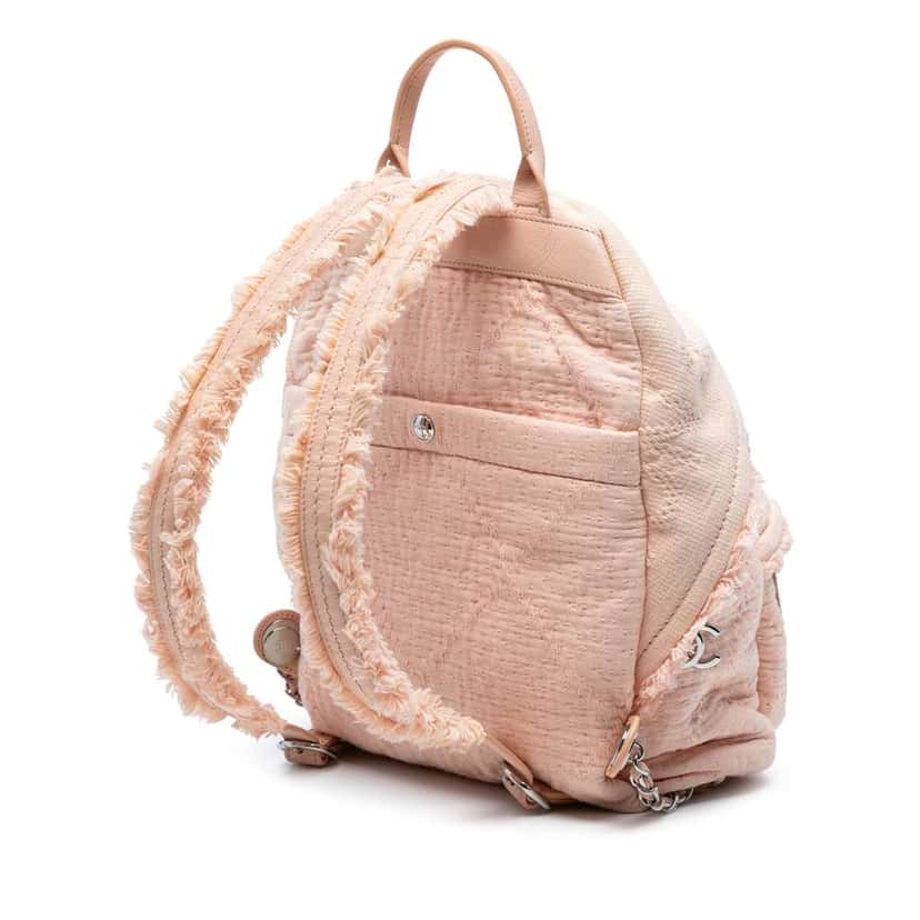Chanel Quilted Canvas Front Pocket Fringe Backpack Pink Canvas Good condition - Back View
