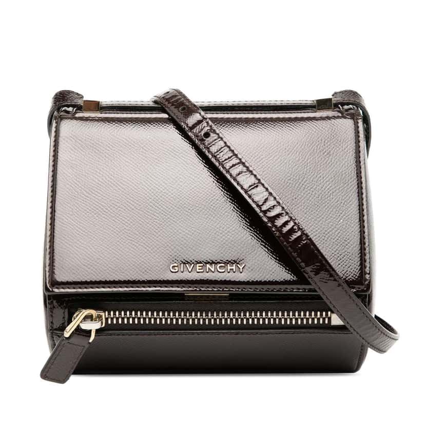 Givenchy Mini Textured Goatskin Pandora Box Crossbody Brown Leather Good condition - Front View