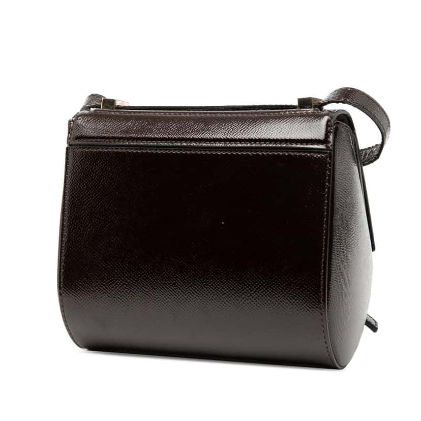 Givenchy Mini Textured Goatskin Pandora Box Crossbody Brown Leather Good condition - Back View