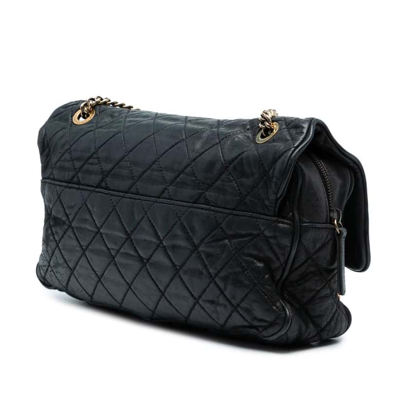 Chanel Large Quilted Iridescent Calfskin Shiva Flap Black Leather Good condition - Back View