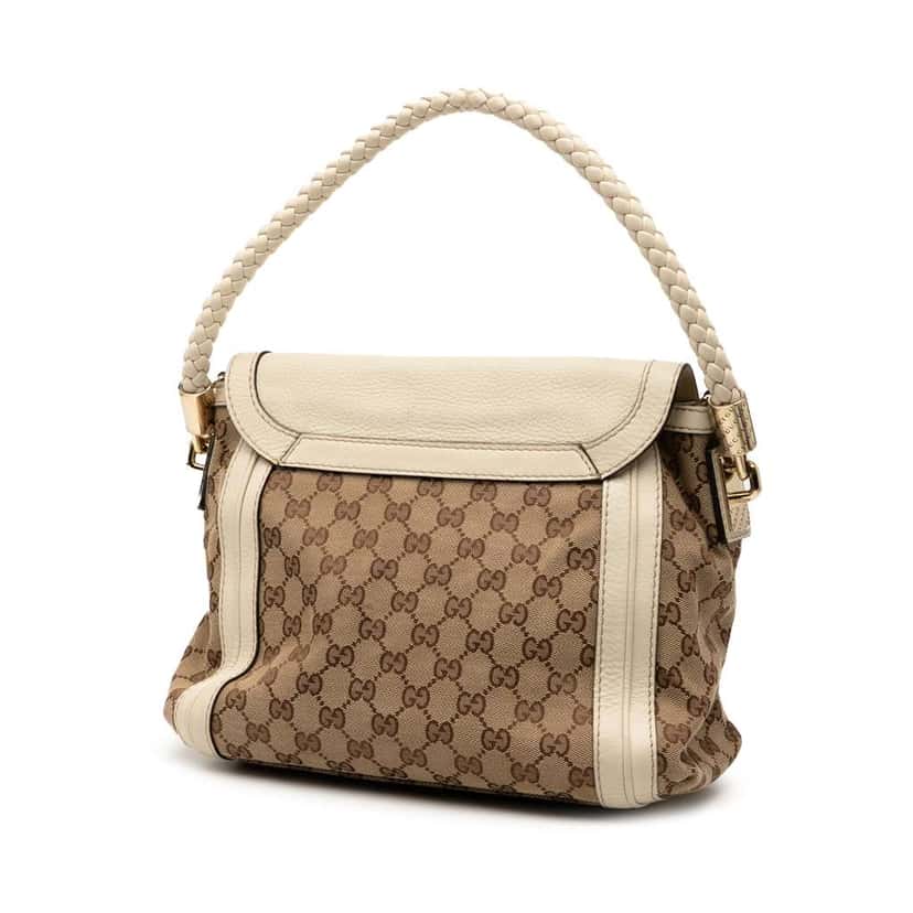Gucci GG Canvas Bella Flap Satchel Brown Canvas Very good condition - Back View