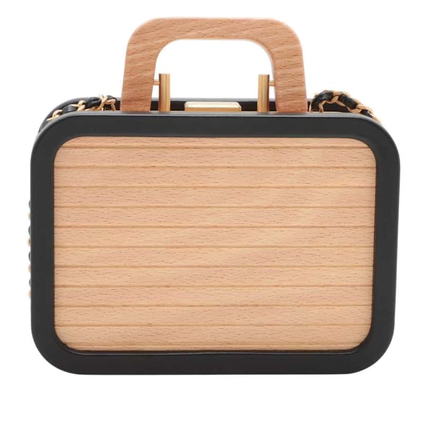 Chanel Mini CC Beech Wood and Lambskin Vanity Case Brown Good condition - Back View