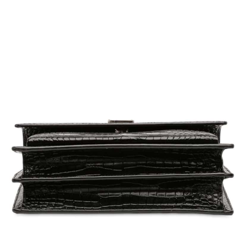 Saint Laurent Medium Croc Embossed Leather Sunset Crossbody Black Leather Good condition - Inside View