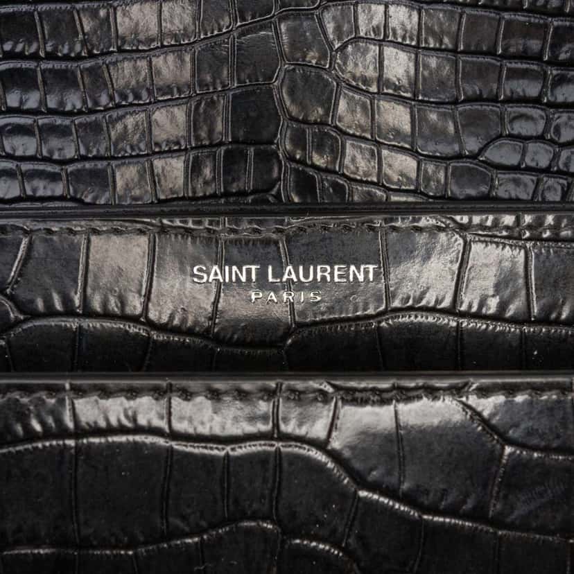 Saint Laurent Medium Croc Embossed Leather Sunset Crossbody Black Leather Good condition - Box View