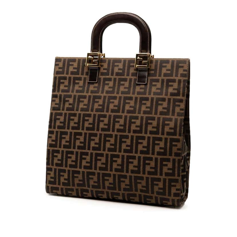 Fendi Zucca Canvas Twins Tote Brown Canvas Very good condition - Back View
