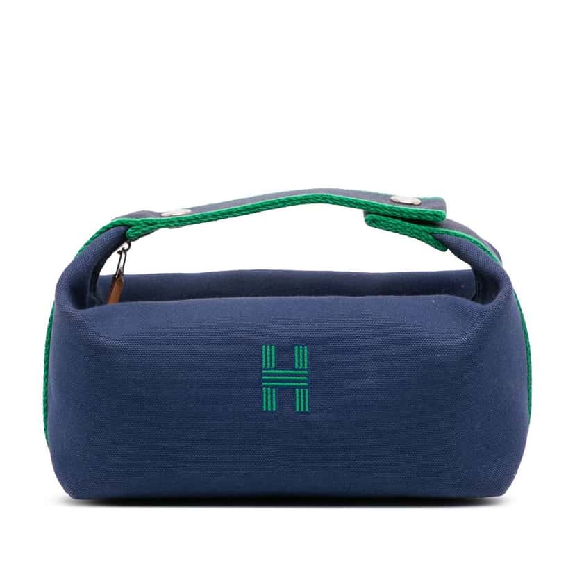 Hermès Small Canvas Bride A Brac Case Blue Canvas Good condition - Front View