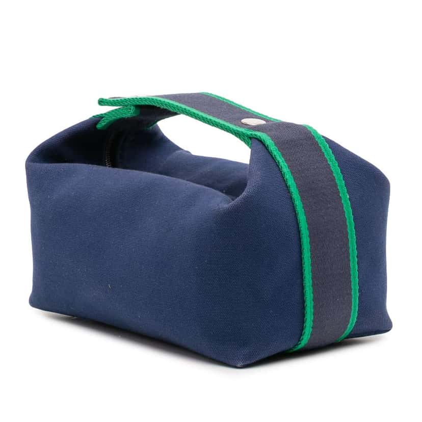 Hermès Small Canvas Bride A Brac Case Blue Canvas Good condition - Back View