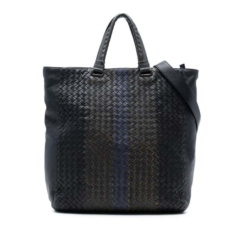 Bottega Veneta Tricolor Nappa Intrecciato Convertible Tote Black Leather Good condition - Front View