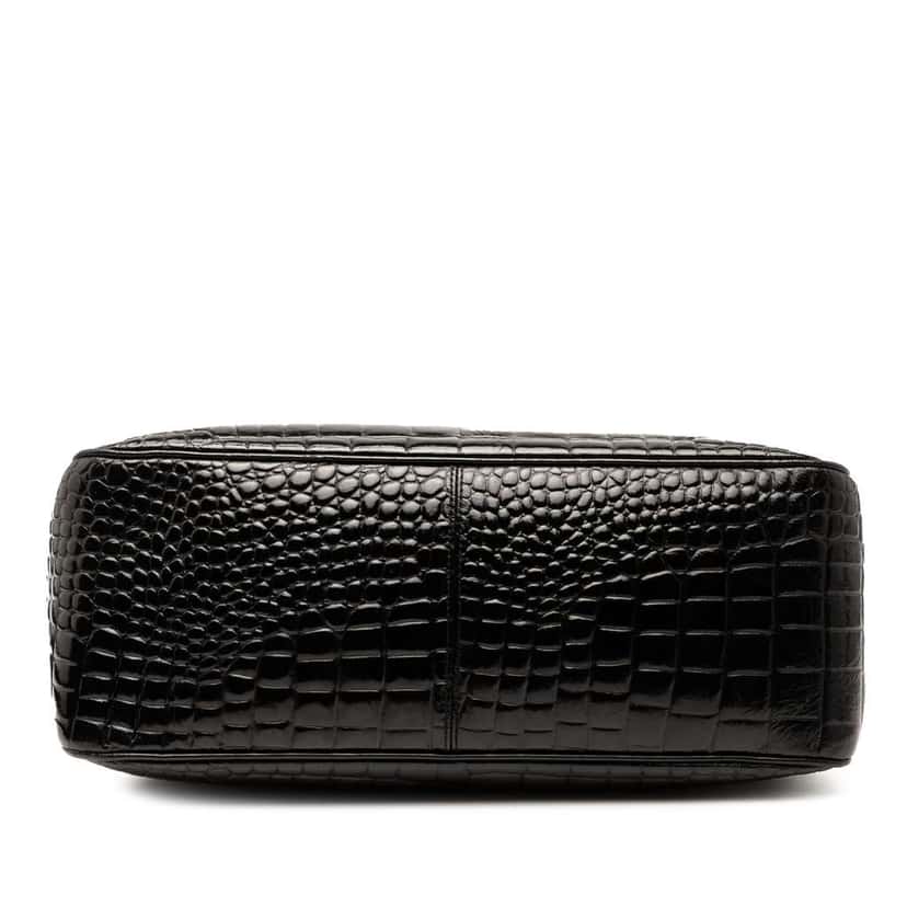 Saint Laurent Crocodile Embossed Leather Chain Handbag Black Leather Good condition - Inside View