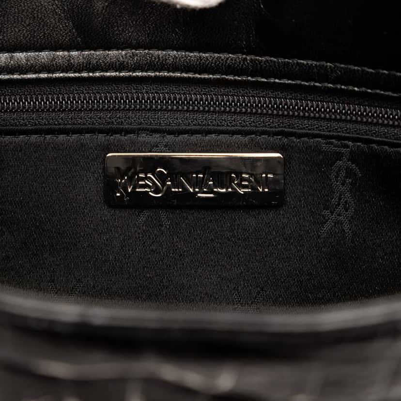 Saint Laurent Crocodile Embossed Leather Chain Handbag Black Leather Good condition - Box View