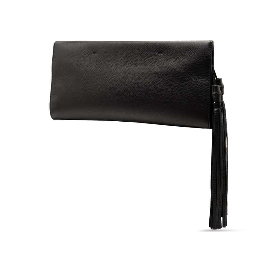 Gucci Bamboo Tassel Clutch Black Leather Good condition - Back View
